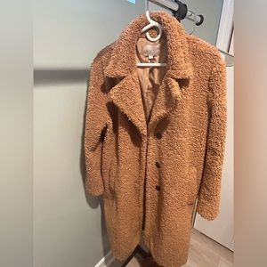 Long brown sherpa coat